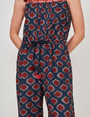 M&S White Stuff Womens Pure Cotton Printed Cropped Jumpsuit