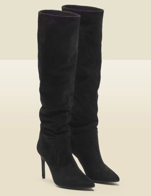 M&S Sosandar Womens Suede Stiletto Heel Pointed Knee High Boots
