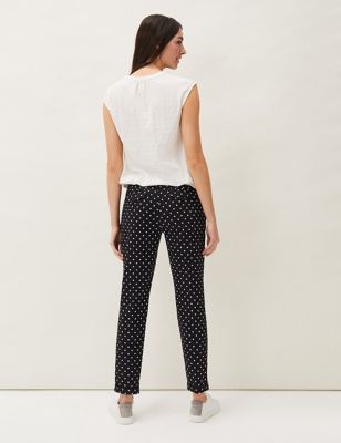 M&S Phase Eight Womens Cotton Rich Polka Dot Tapered Trousers