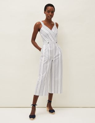 Pure Cotton Striped Cropped Jumpsuit | Phase Eight | M&S