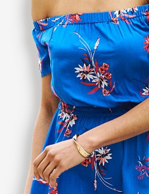 M&S Sosandar Womens Floral Bardot Midaxi Column Dress