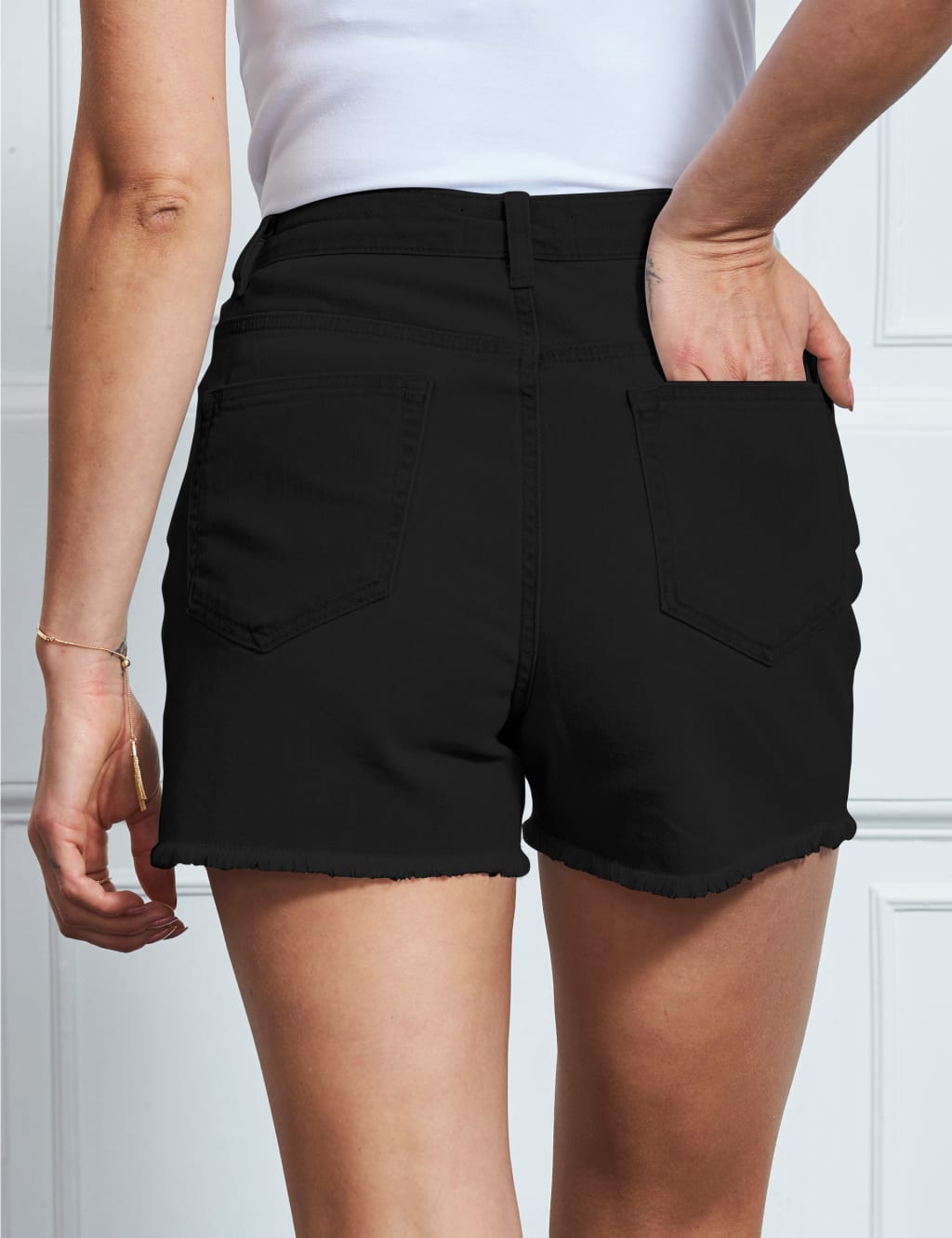 Denim Cut Off High Waisted Shorts image 3