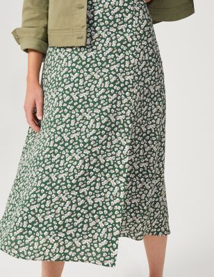 M&S Hobbs Womens Floral Split Front Midi A-Line Skirt