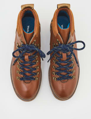 M&S White Stuff Womens Leather Hiker Animal Print Walking Boots - 3 - Tan, Tan