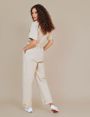 M&S Finery London Womens Cotton Rich Tie Detail Short Sleeve Jumpsuit