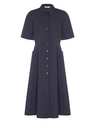 M&S Finery London Womens Pure Cotton Button Front Midi Shirt Dress