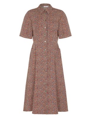 M&S Finery London Womens Pure Cotton Floral Midi Shirt Dress