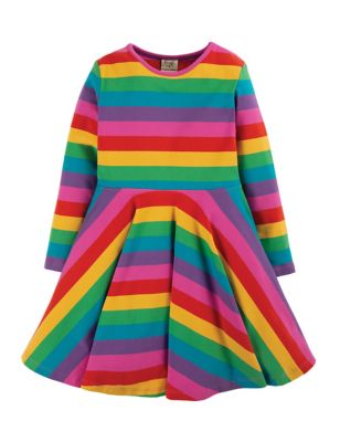 Frugi Girl's Organic Cotton Striped Dress (6 Mths - 7 Yrs) - 6-12M - Multi, Multi