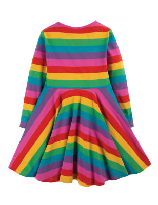 Frugi Girls Cotton Striped Dress (6 Mths-7 Yrs) - 6-12M - Multi, Multi