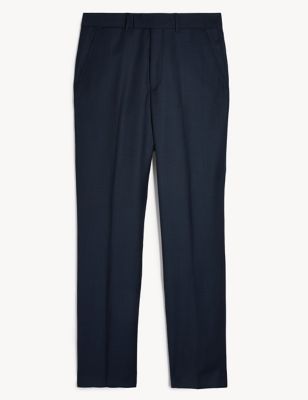M&S Jaeger Mens Tailored Fit Pure Wool Textured Trousers