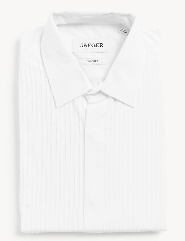 Tailored Fit Cotton Pleated Dress Shirt - LV