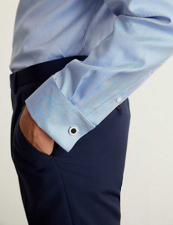 Tailored Fit Pure Cotton Twill Shirt With Double Cuff - KW