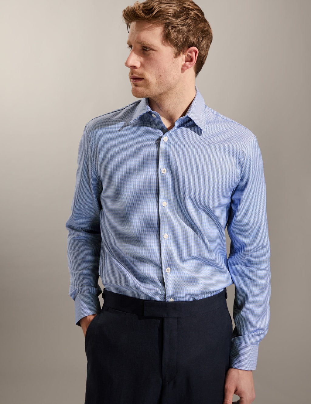 Regular Fit Pure Cotton Houndstooth Shirt image 1