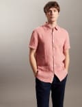 Luxurious Pure Linen Short Sleeve Shirt