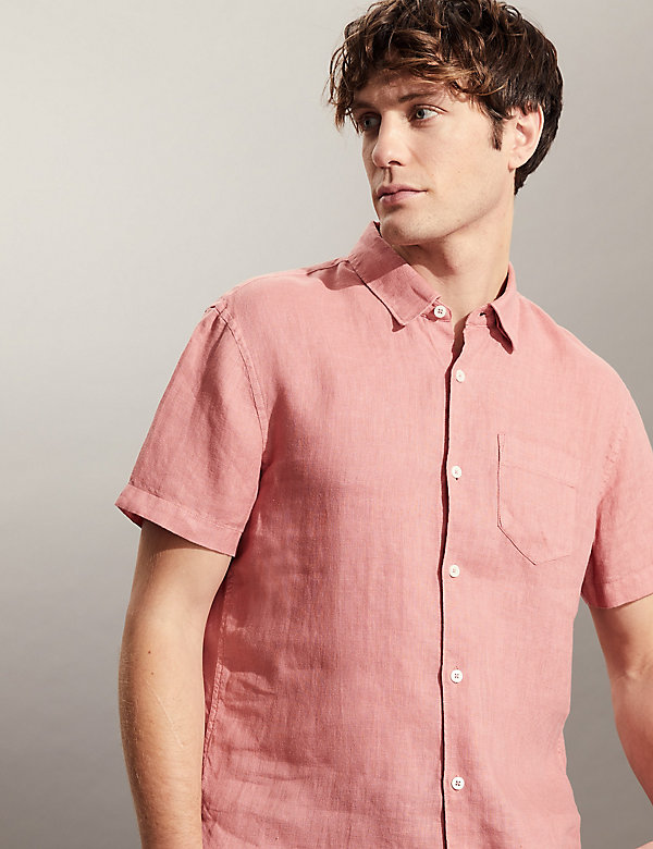 Luxurious Pure Linen Short Sleeve Shirt - NL