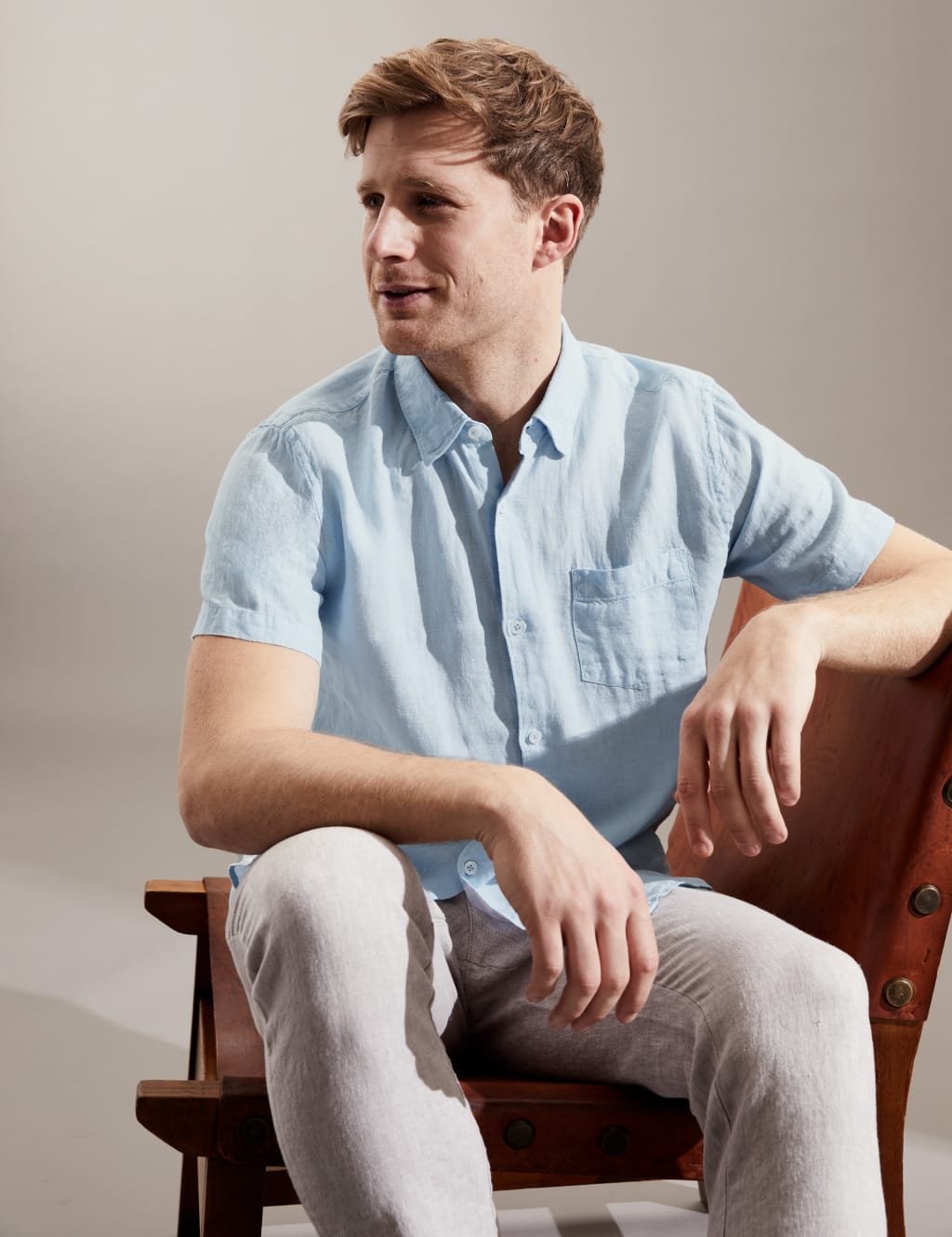 Luxurious Pure Linen Short Sleeve Shirt image 1