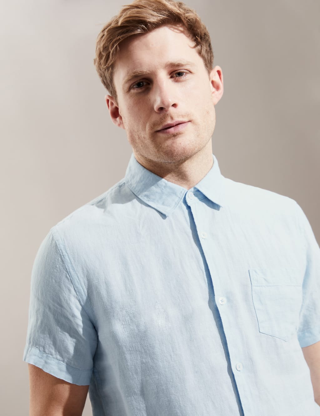 Luxurious Pure Linen Short Sleeve Shirt image 4