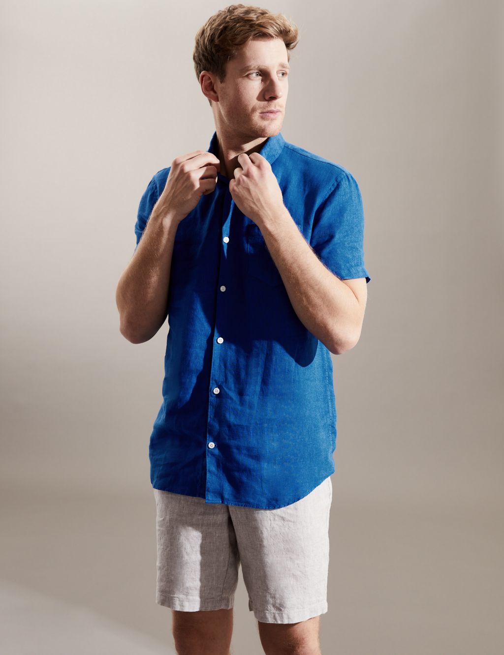 Luxurious Pure Linen Short Sleeve Shirt image 3