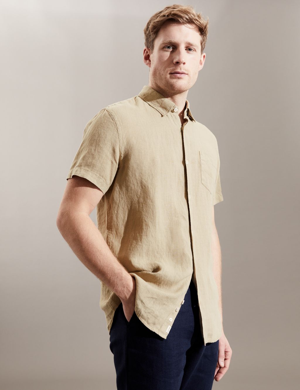 Luxurious Pure Linen Short Sleeve Shirt image 2