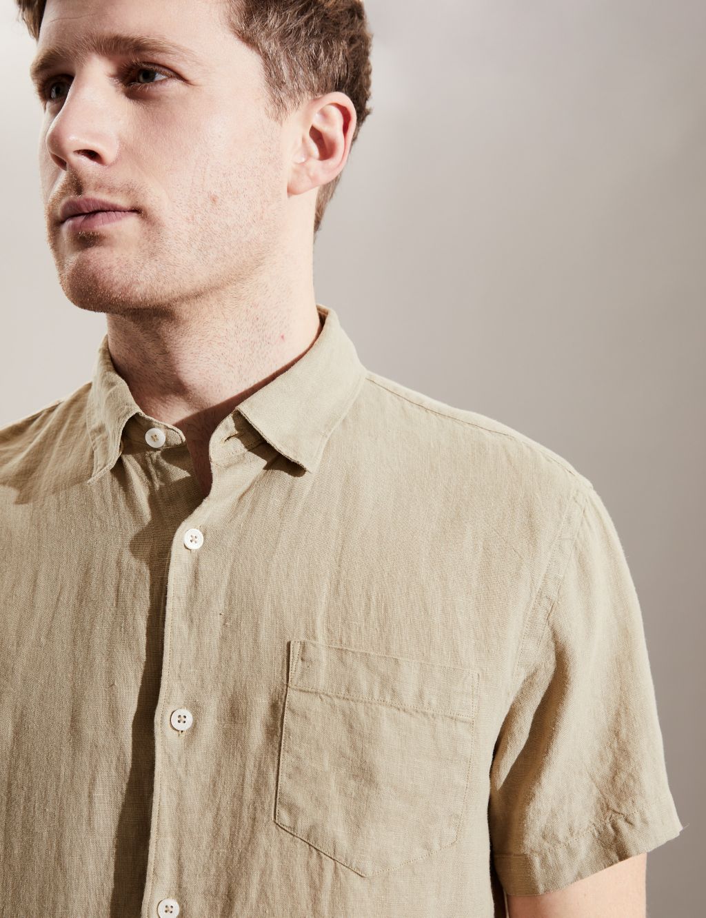Luxurious Pure Linen Short Sleeve Shirt image 4