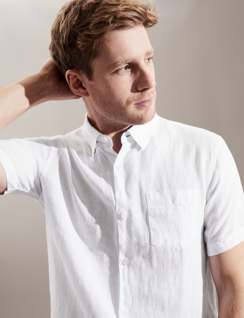 Luxurious Pure Linen Short Sleeve Shirt image 3