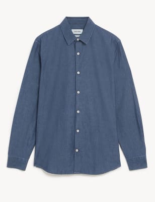 Regular Fit Pure Cotton Chambray Shirt - NP