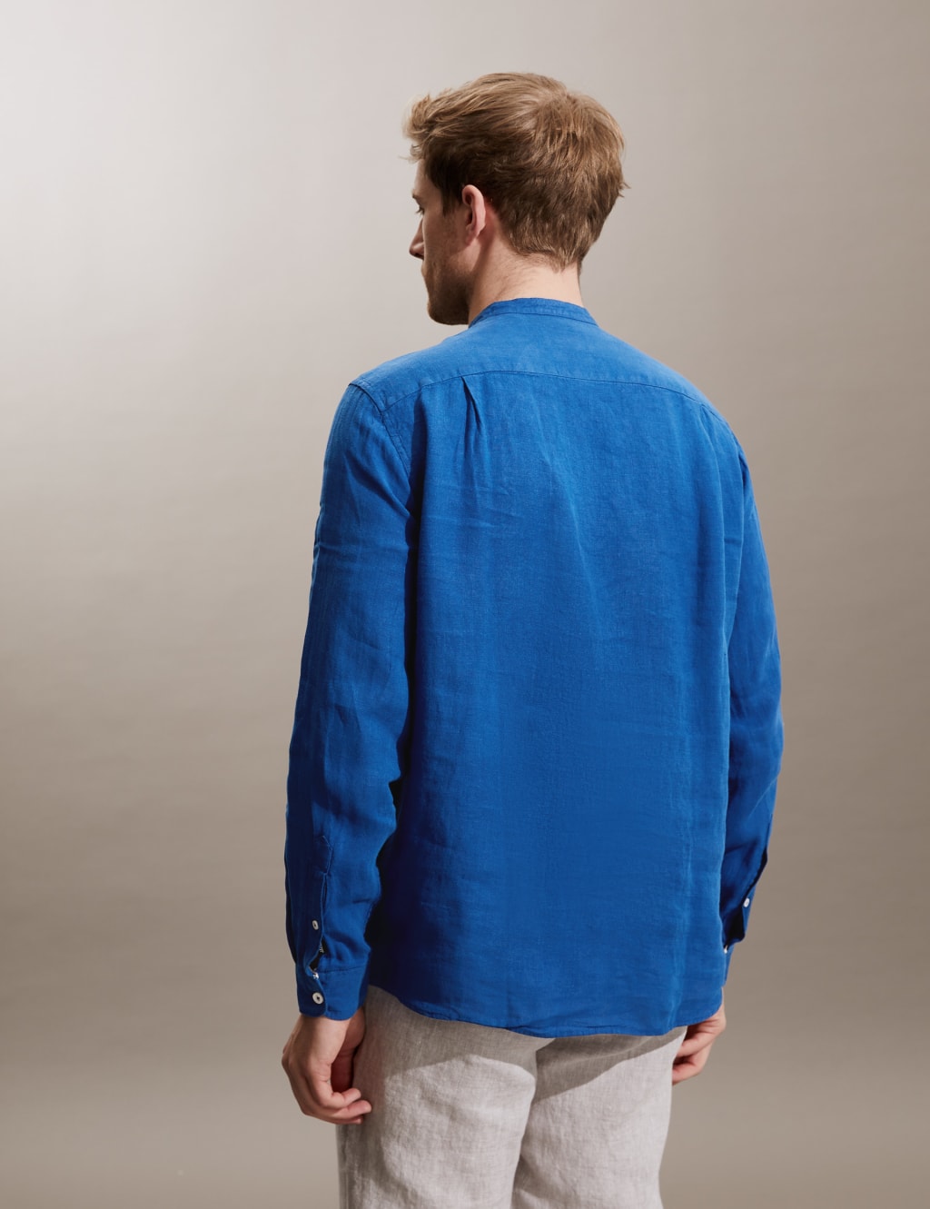 Pure Linen Grandad Collar Shirt image 4