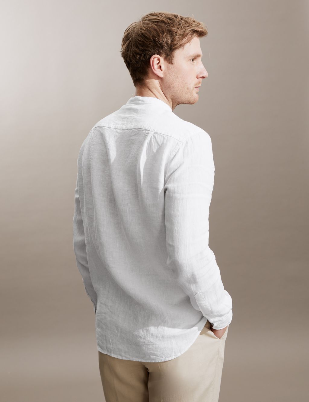 Pure Linen Grandad Collar Shirt image 4
