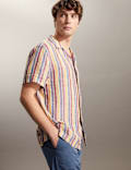 Pure Linen Striped Revere Shirt