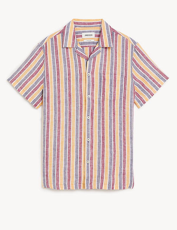 Pure Linen Striped Revere Shirt - JP