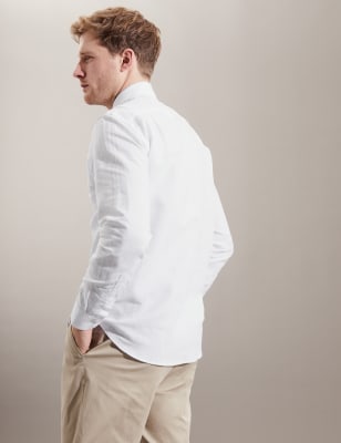 Regular Fit Linen Rich Long Sleeve Shirt - NP