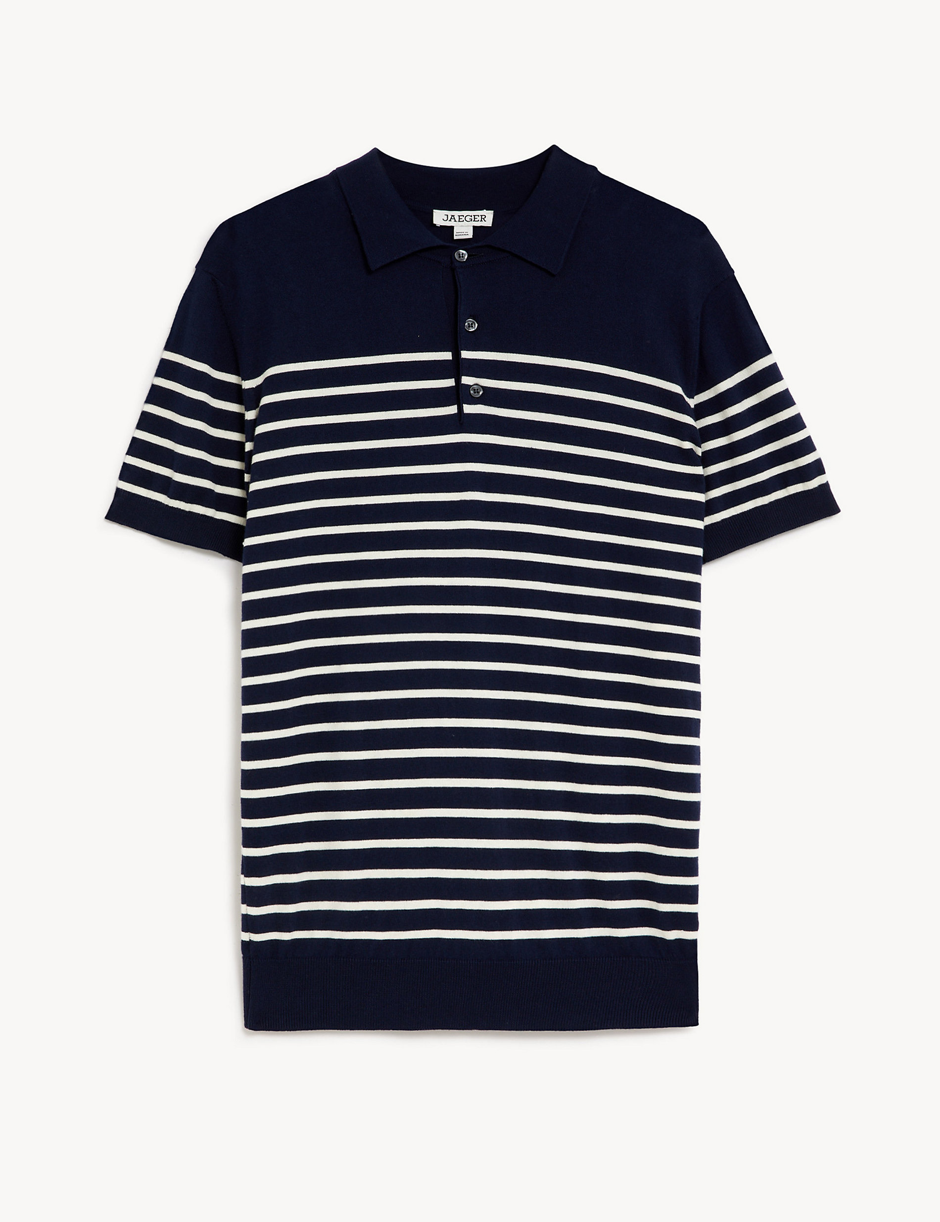 Pure Cotton Striped Knitted Polo Shirt