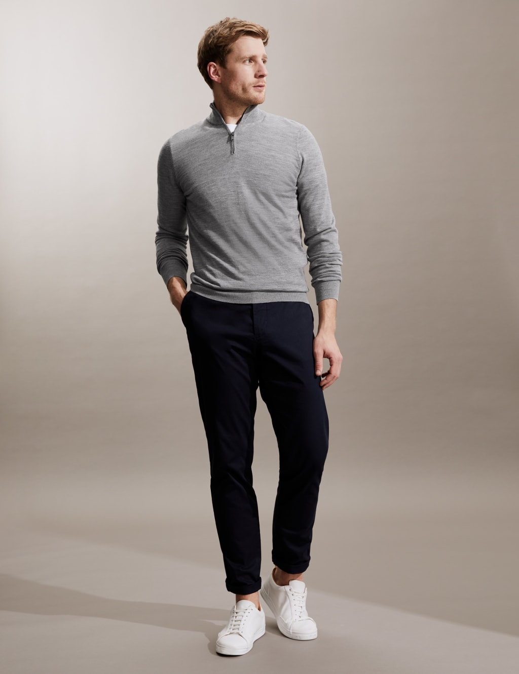 Pure Extra Fine Merino Wool Half Zip Jumper image 2