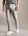 Tapered Fit Pure Linen Drawstring Trousers