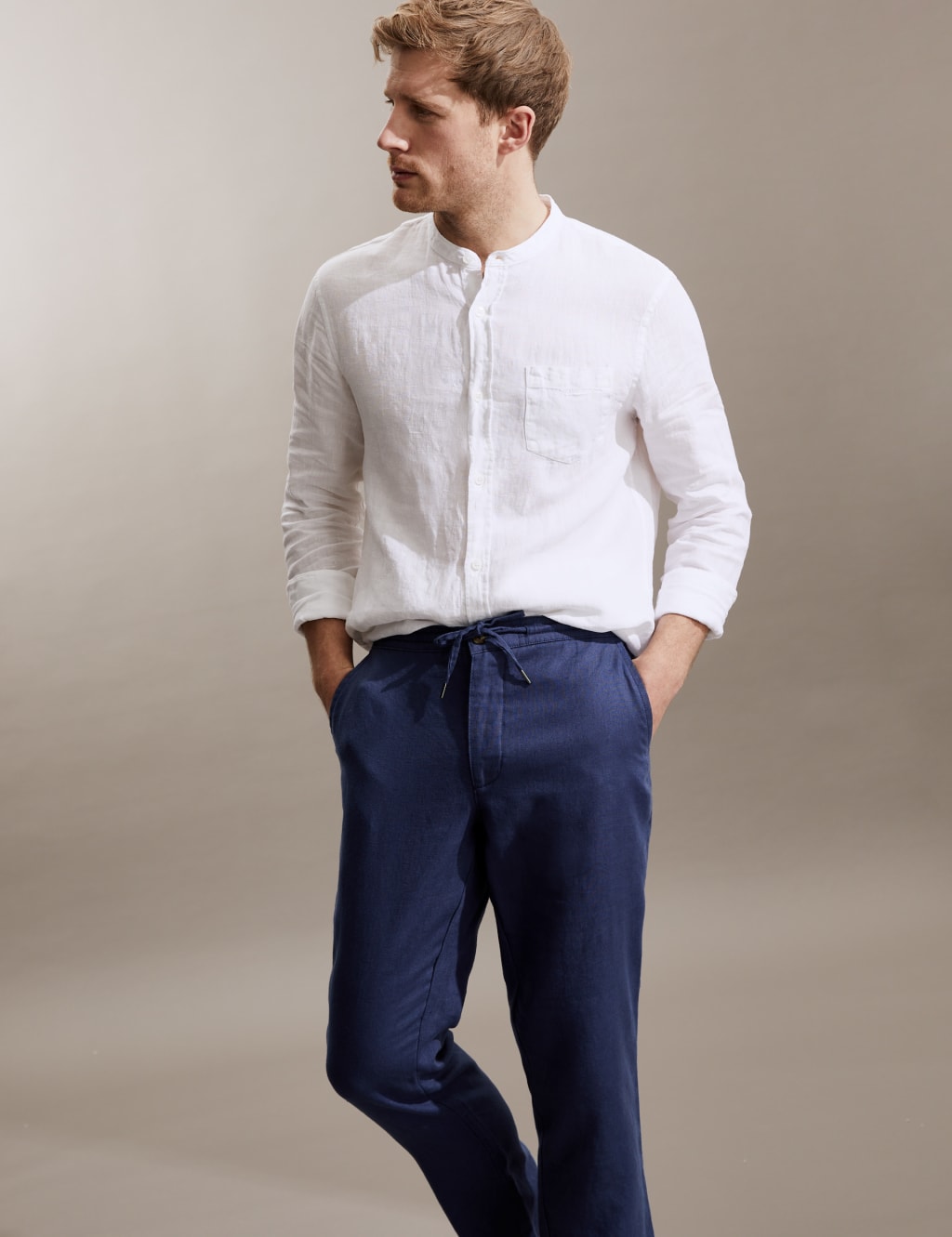 Men's Linen Trousers M&S