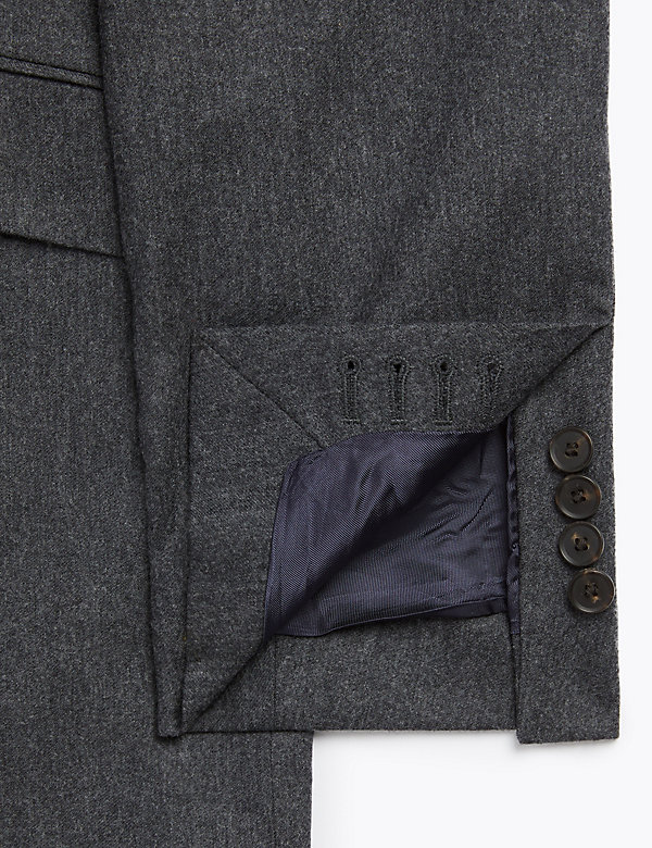 Tailored Fit Pure Wool Flannel Jacket - GR