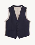 Tailored Fit Silk Rich And Linen Waistcoat