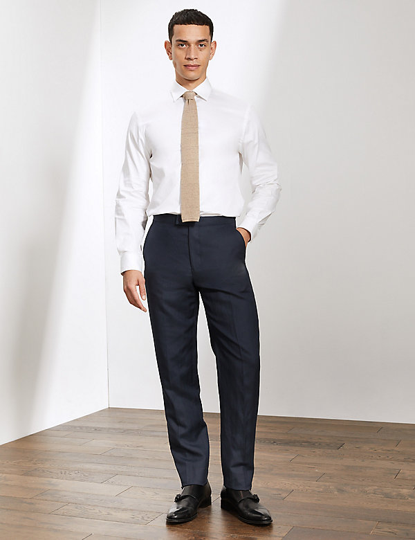 Slim Fit Italian Silk Rich And Linen Trousers - AU