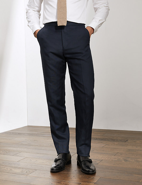 Slim Fit Italian Silk Rich And Linen Trousers - JP