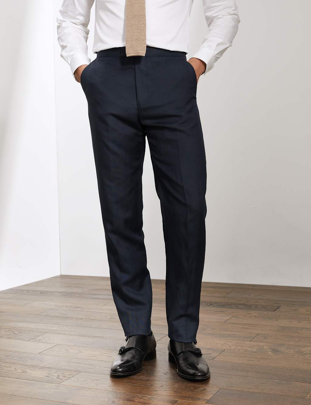 Slim Fit Italian Silk And Linen Trousers image 2