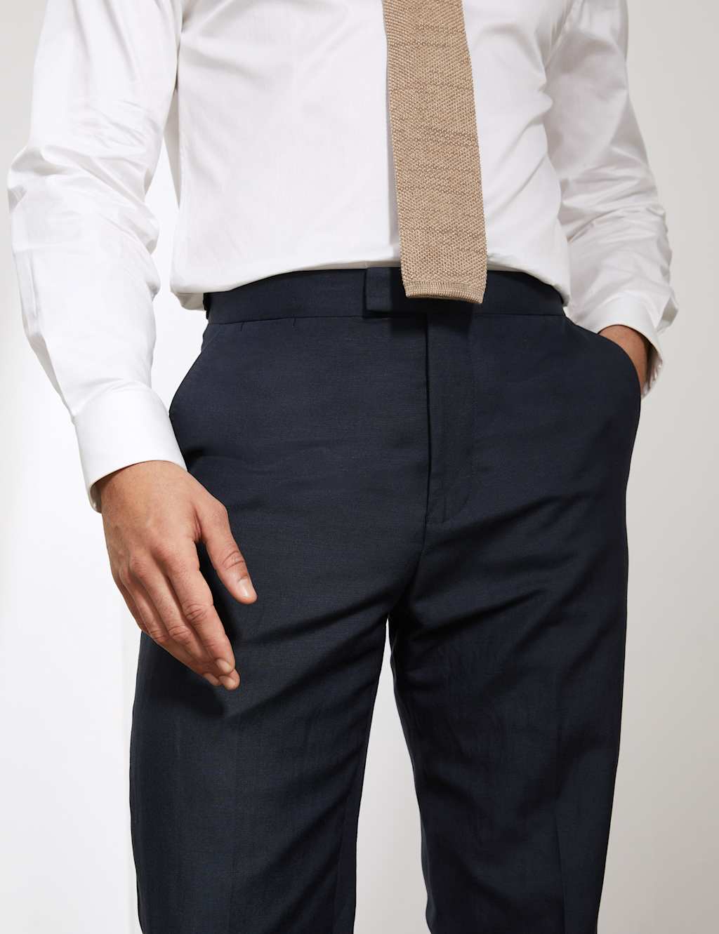 Slim Fit Italian Silk And Linen Trousers image 3