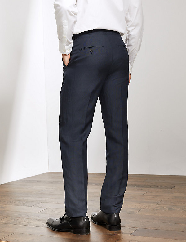 Slim Fit Italian Silk Rich And Linen Trousers - NL