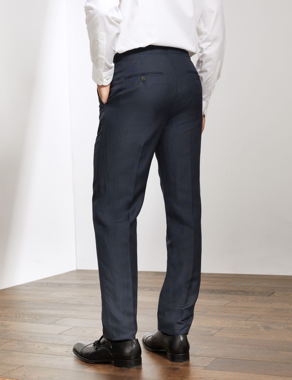 Slim Fit Italian Silk And Linen Trousers image 4