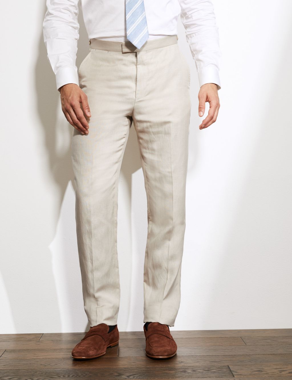 Slim Fit Italian Silk And Linen Trousers image 2