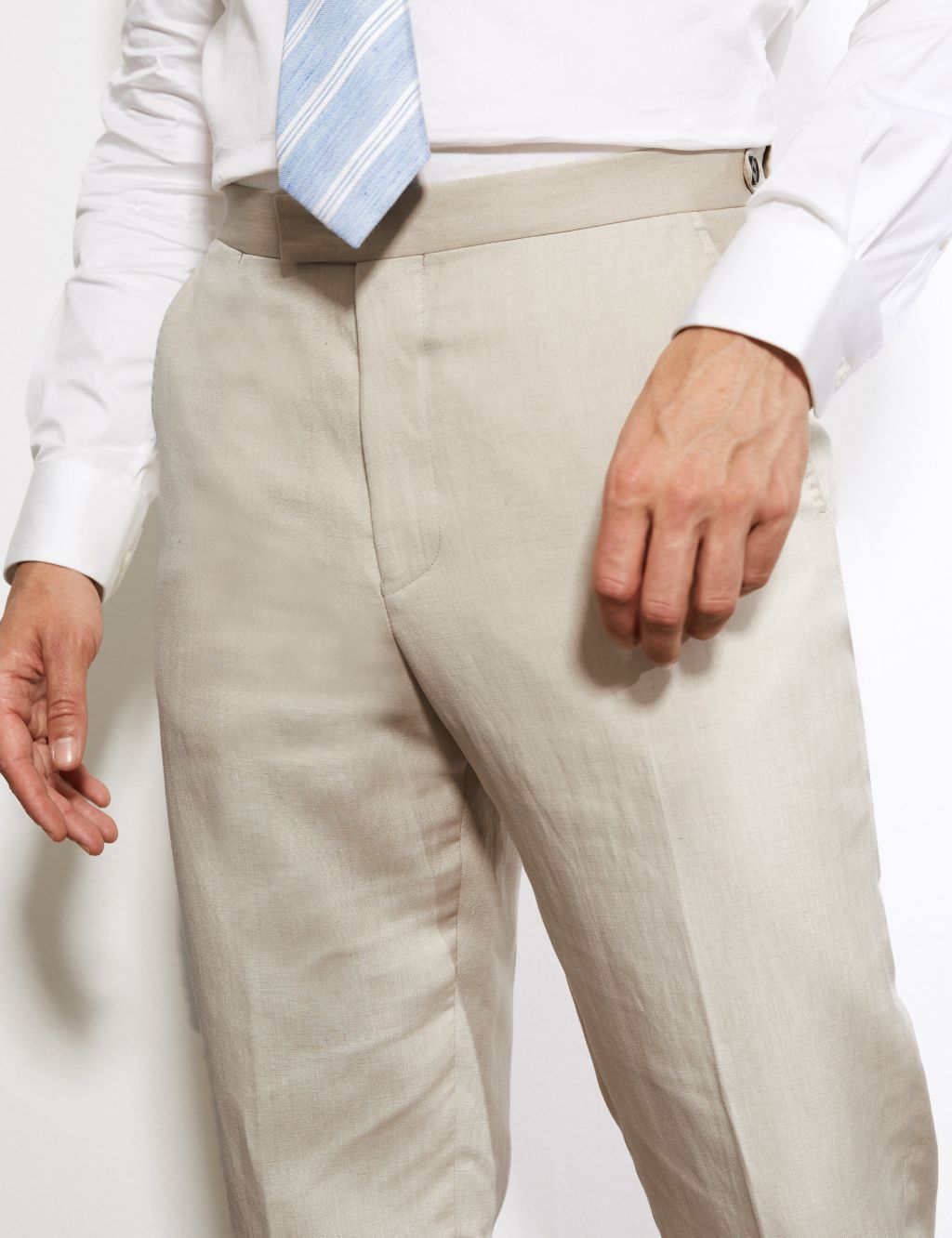 Slim Fit Italian Silk And Linen Trousers image 3