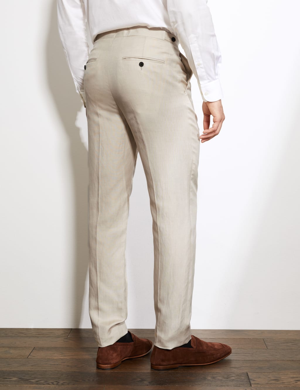 Slim Fit Italian Silk And Linen Trousers image 4