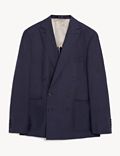 Tailored Fit Silk Rich And Linen Double Breasted Jacket