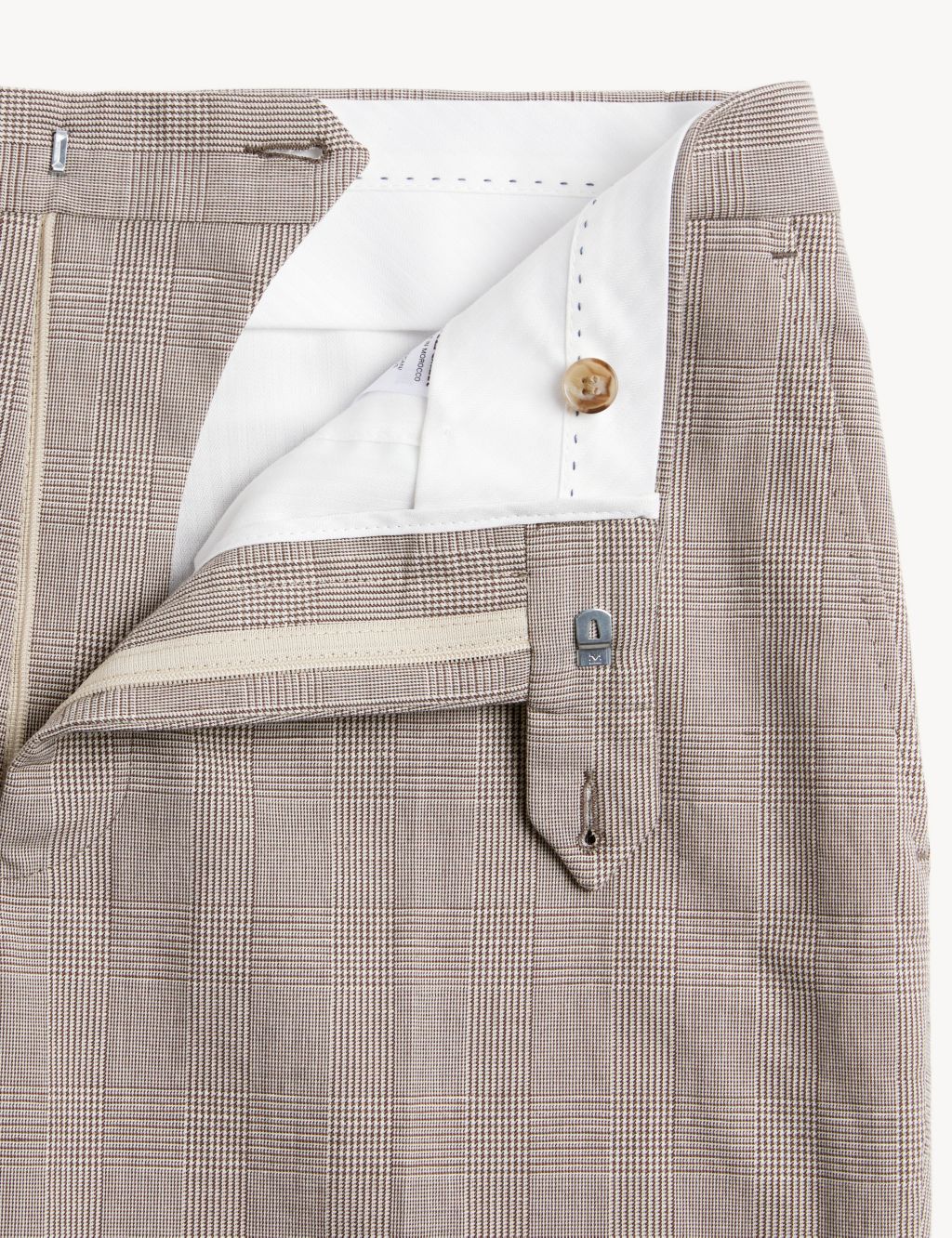 Tailored Fit Cotton Blend Check Trousers image 7