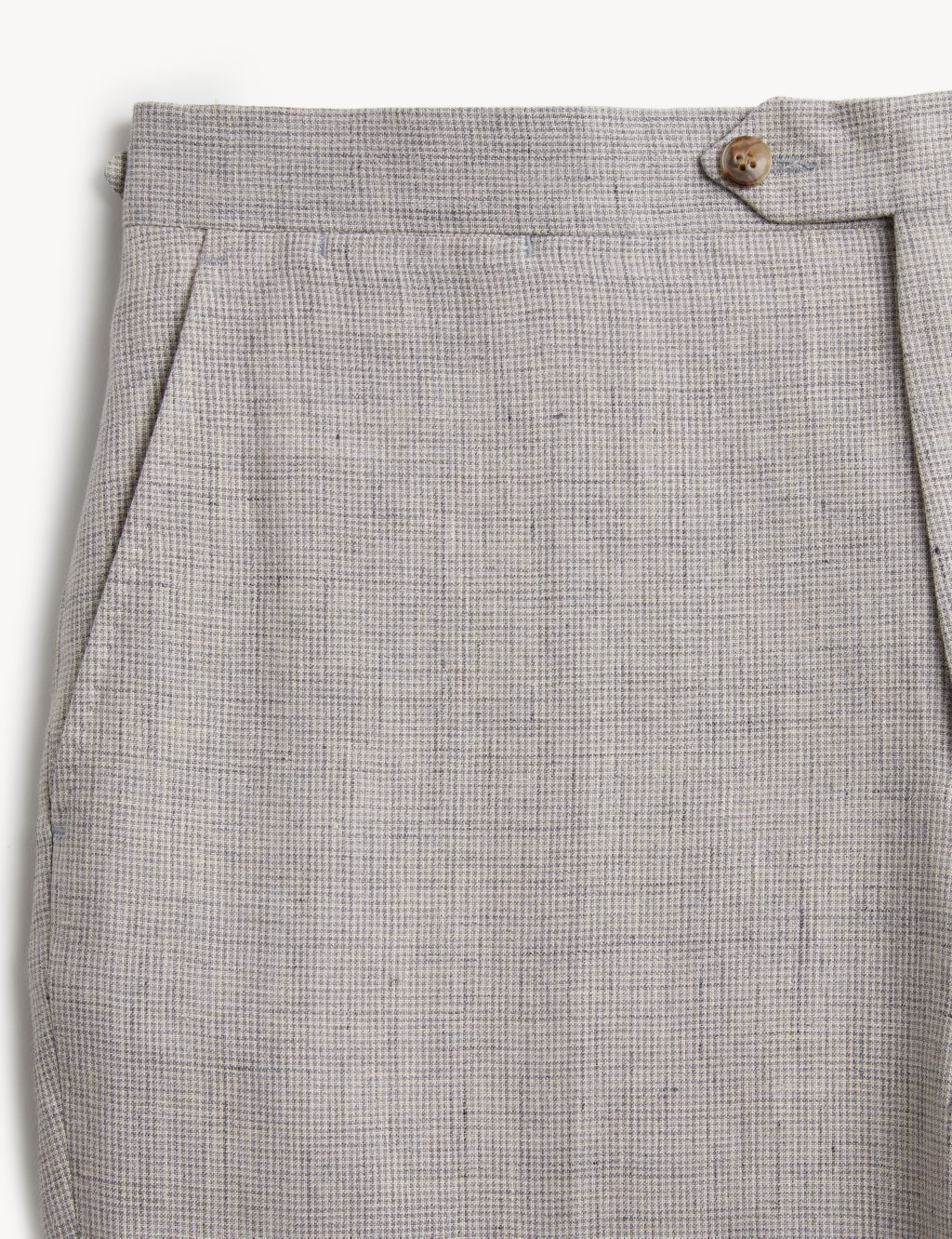 Tailored Fit Pure Linen Puppytooth Trousers image 7