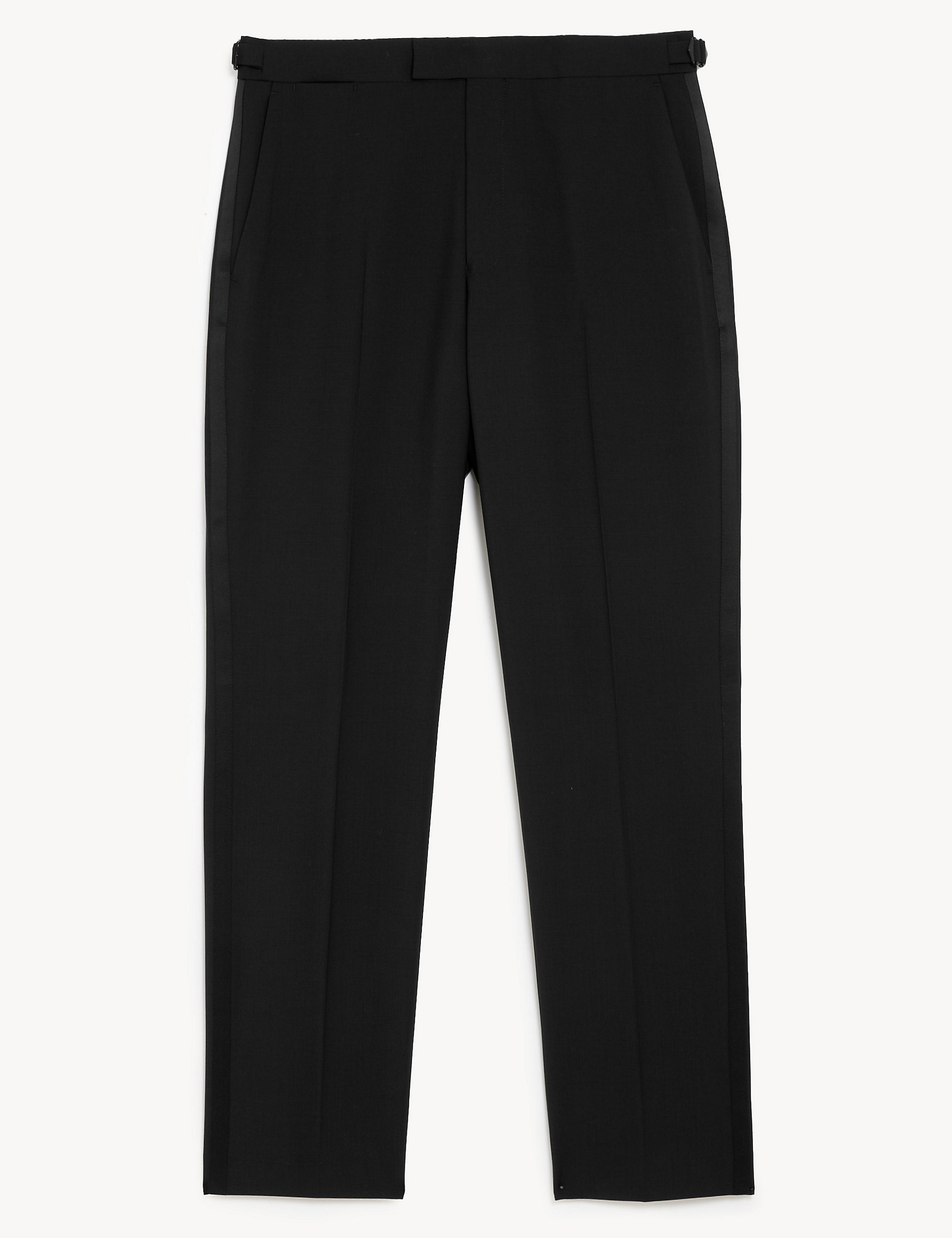 Tailored Fit Italian Pure Wool Tuxedo Trousers